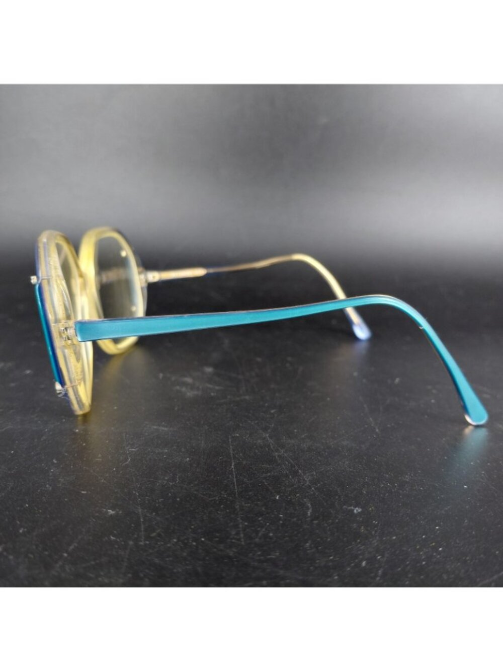 Vintage Rainbow Eye Glasses 80s Blue Yellow Oversized Butterfly Clear Retro M23 - Picture 7 of 16